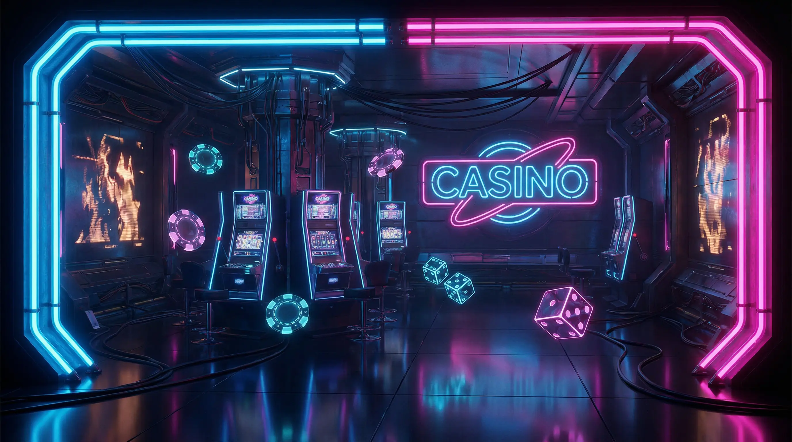 Casino futurista bet stake con luces de neón